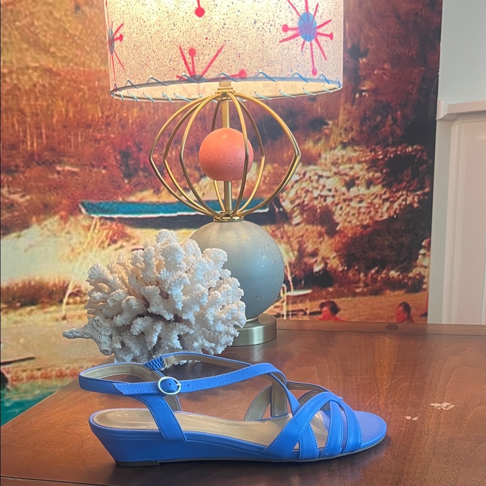 Talbots Vibrant Blue Strappy Wedge Sandals